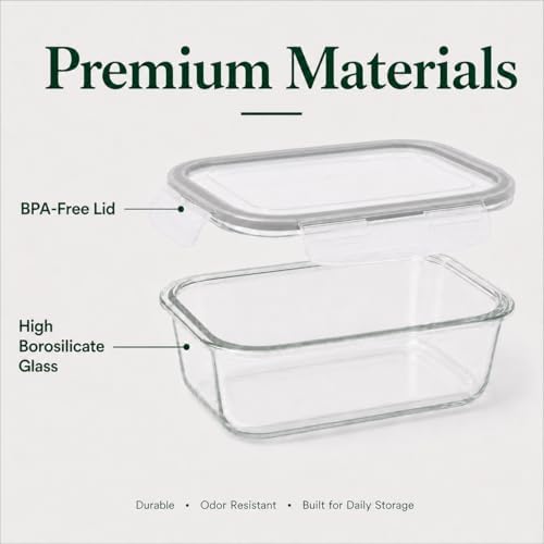 2 Pack 63oz Large Glass Storage Containers with Lids Big Meal Prep Food Container Set for Storing food, vegetables or fruits, BPA Free, Freezer Dishwasher Oven Safe (gray)