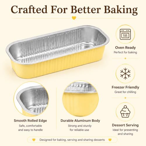 100 Pack Mini Cake Pans with Lids and Spoons, Disposable Aluminum Foil Cake Tins（6.8oz） Mini Loaf Pans with Lids for Party, Wedding, Birthday