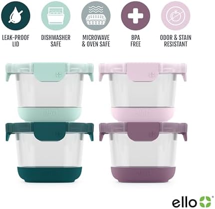 Ello Duraglass Refresh 2 Cup Glass Storage Containers, 4 Pack, Garden Goals