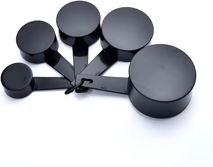 Ovenza Measuring Cups and Spoons Set, 10 Piece BPA-Free Plastic Kitchen Measuring Set, 5 Cups & 5 Spoons, Dishwasher Safe, Nesting Design for Baking and Cooking – Black
