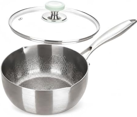 Titanium Saucepan with Lid, No Coating Non-Stick Titanium Pot（2 QT)