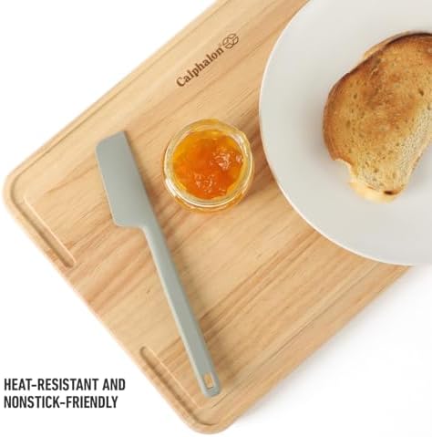 Calphalon Prime Silicone Jar Scraper, Flexible Jar Spatula for Jars, Bottles & Blenders, Heat-Resistant Silicone Scraper with Ergonomic Handle for Easy Food Removal, Taupe