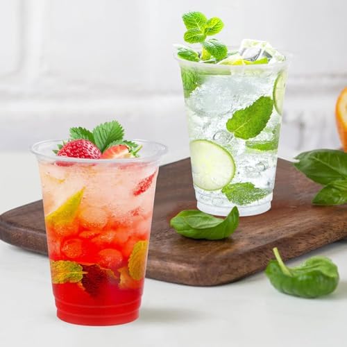Lamosi 100 Pack 12 oz Clear Plastic Cups, Disposable Cups