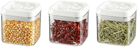 Felli Flip Tite Food Storage Container 4" Small Size Airtight Lid Lock Top, Stackable Kitchen Canister for Space Saving, Pantry Fridge Cupboard Organizer, Spice Seasoning Pet Treats Snack (0.5 qt)