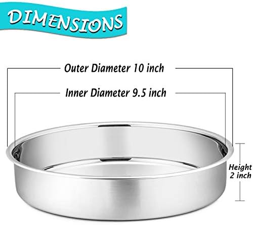 P&P CHEF 9.5 Inch Cake Pan Set of 2, Stainless Steel Round Baking Cake Pans
