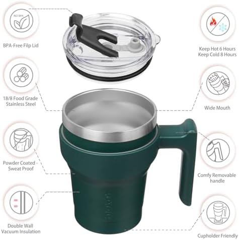BJPKPK 10 oz Mini Tumbler with Lid, Straw & Handle, Insulated Steel Cup