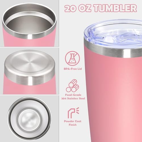20oz Tumbler Stainless Steel Tumbler Coffee Tumbler with Lid Pink, 12P