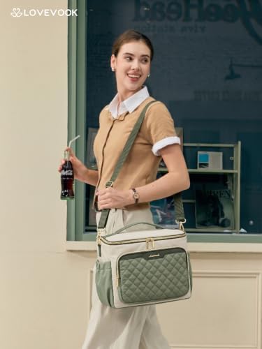 LOVEVOOK Lunch Box for Women, Wide Opening Cute Insulated Lunch Box Bag