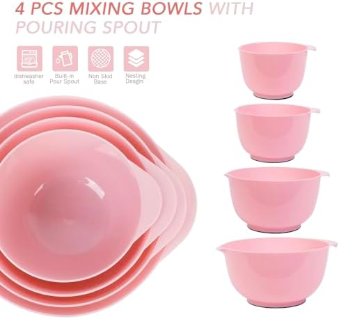 BoxedHom Classic Mixing Bowls Set of 4, BPA Free Microwave Safe,4.5 Quart