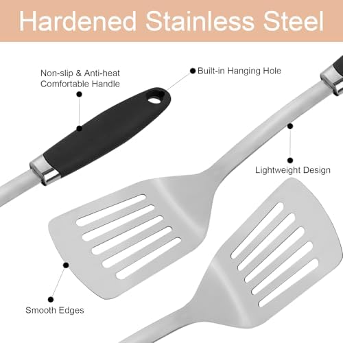 3-Piece Stainless Steel Utensil Set, Turner, Spoon, Skimmer, Silver
