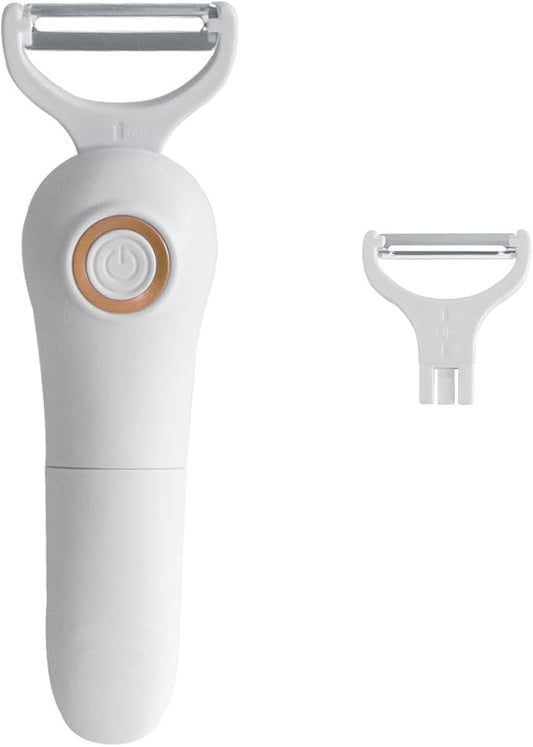 2-in-1 Electric Peeler | Auto Blade for Fruits/Vegetables | 2 Interchangeable Blades | 2*AAA | Kitchen, Travel, Camping