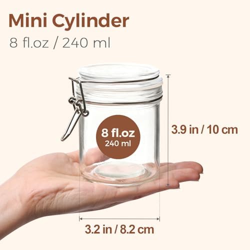 ComSaf Small Mason Glass Jars with Airtight Lids 8 oz 6 Pack Pantry