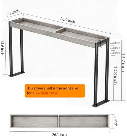 Over the Stove Shelf 26.9-inch(fit 24-inch stove) , Rustic Brown + Black