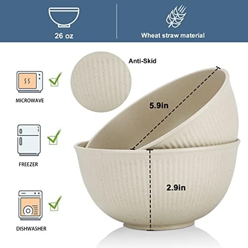 Wrova Wheat Straw Cereal Bowls Set, Soup Bowls Microwave Safe for Kid 26 OZ