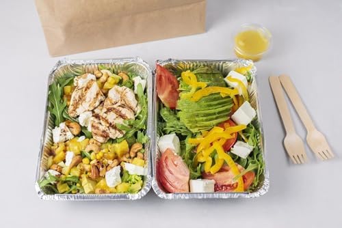Findful Aluminum Pans with Lids (100-Pack, 8.5"×6") 2.25 LB Capacity Foil Food Containers with Lids - Disposable Tin Foil Pans - for Baking, Meal Prep and Freezer, Takeout (100)