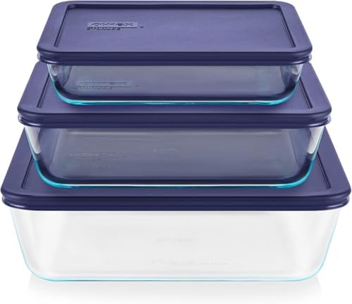 Pyrex Simply Store (3-Pack) Rectangular Glass Food Storage Containers Set
