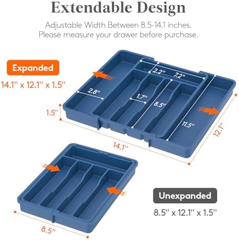 Lifewit Expandable Silverware Drawer Organizer, Kitchen Utensil Tray