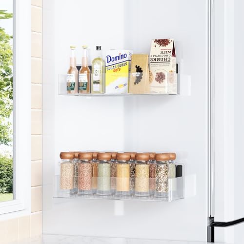 Mystozer Magnetic Spice Rack for Refrigerator Clear, 2 Pack