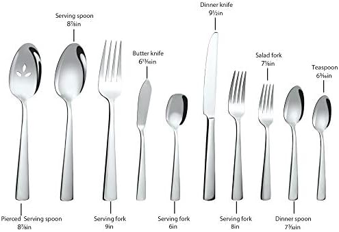 65 Piece Silverware Flatware Cutlery Set, Stainless Steel Fork Spoon Knife Sets for 12, Dishwasher Safe,Ergonomic Design Size and Weight