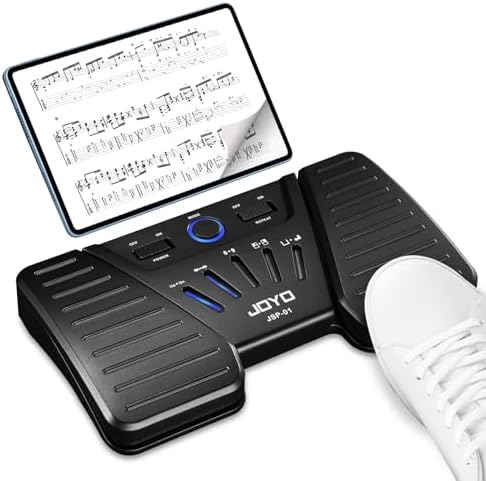 JOYO Wireless Page Turner Pedal Bluetooth Foot Switch for iPad/Tablet/Phone Works with forScore/OnSong, 5 Modes & 60H Battery with LED Indicator, Silent Non-Slip Design for Sheet Music (SP-01)