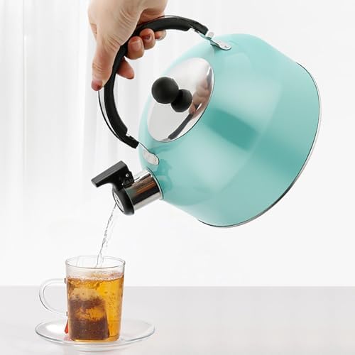 2.7 Quart (3 L) Tea Kettle, Food Grade Stainless Steel Teakettle is Best for Boiling Water, Brewing Tea, and Making Coffee (Light Blue)