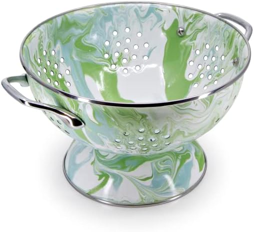 Golden Rabbit Enamelware Medium Colander, 3 quart, Modern Monet
