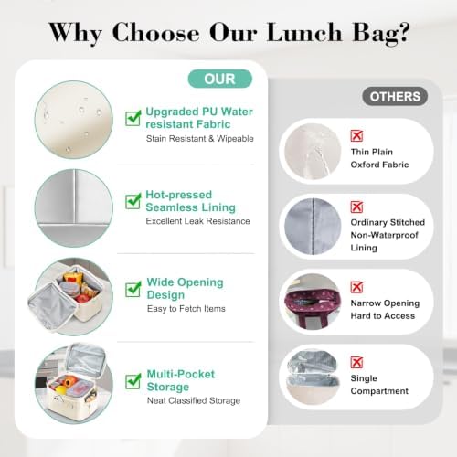 DALINDA Insulated Lunch Box Women Men Leak-Proof Cooler Lunch Bag