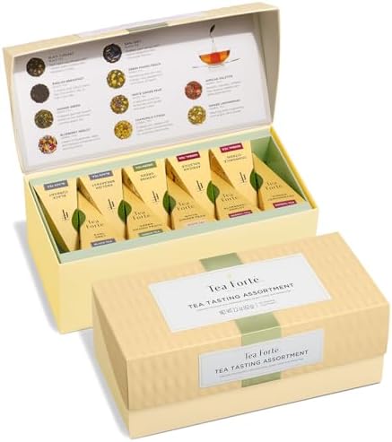 Tea Forte Tea Sampler, 20 Pyramid Infuser Bags, Premium Tea Gift Set