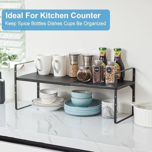 15.5 to 25.5 Inch Kitchen Cabinet Shelf Organizers，Kitchen Shelf Organizer