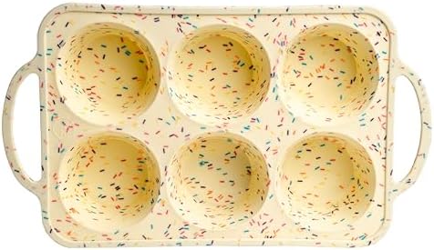 Confetti Silicone Jumbo Muffin Pan, 6 Cup Nonstick Cupcake Pan, BPA-Free