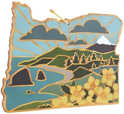 Totally Bamboo Oregon State Shaped Cutting Board and Charcuterie Serving Platter with Artwork by Summer Stokes, Includes Hang Tie for Wall Display Varies