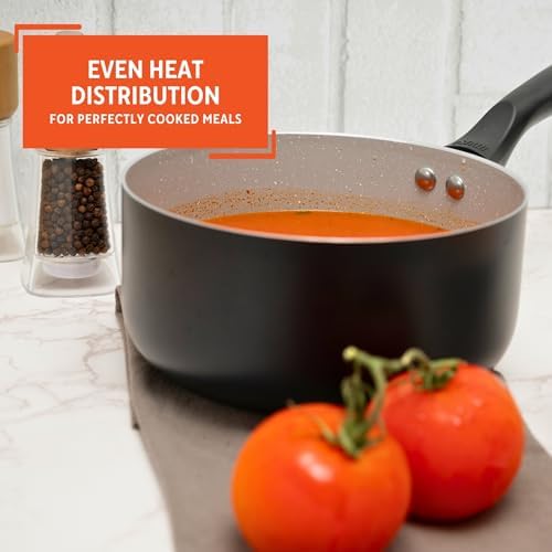 IMUSA 2 Qt Premier Cera Aluminum Gray Speckled Ceramic Saucepan, Black, 2 Quarts (Pack of 2)