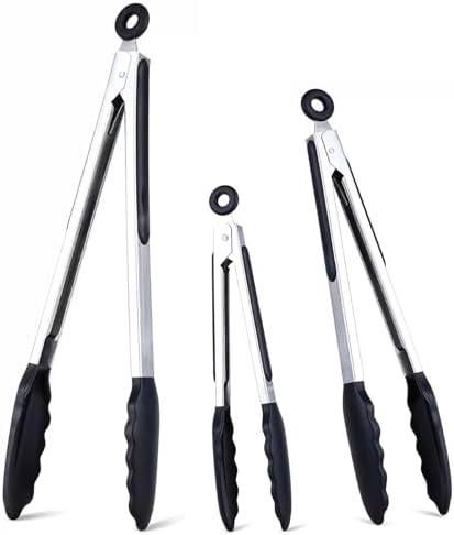 7/9/12 Inch Kitchen Tongs Set of 3, Cooking Tongs with Silicone Tips