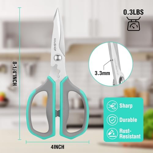 HAUSHOF Kitchen Scissors for Food, 8-1/4" Kitchen Scissors All Purpose