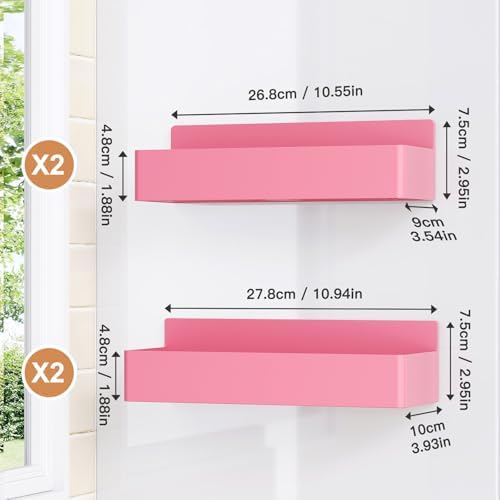 Mystozer Magnetic Spice Rack for Refrigerator Pink, 4 Pack