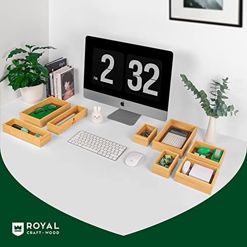 ROYAL CRAFT WOOD Bamboo Jewelry Organizer Box & Chests Set - Versatile Storage Solution for Makeup, Jewelry, and Bathroom Essentials (8 Boxes)