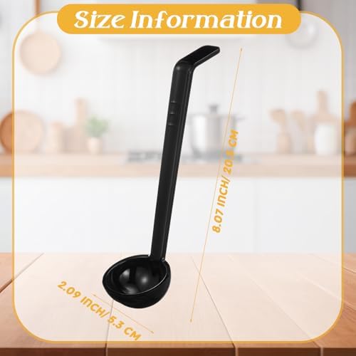Tioncy 6 Pcs 1 Oz Small Ladle for Serving Sauce 8.07 Inches Plastic Mini Ladles Long Handle Spoon for Serving Sauce, Soup, Dressing, Punch Bowl, Toppings, Gravy, Cocktail, Fruit Juices(Black)