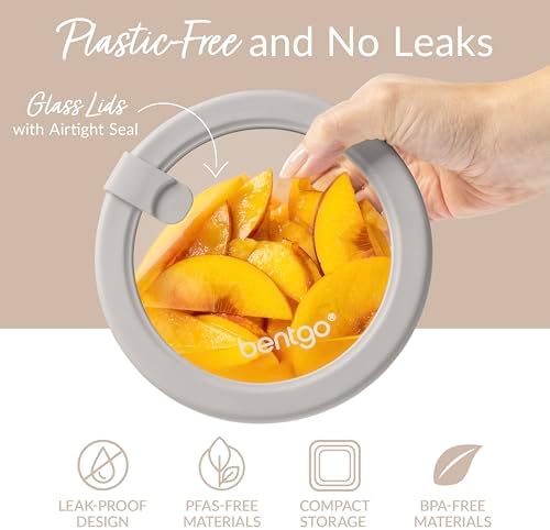 Bentgo Signature Glass Food Storage Containers with Lids, 4 Piece Set