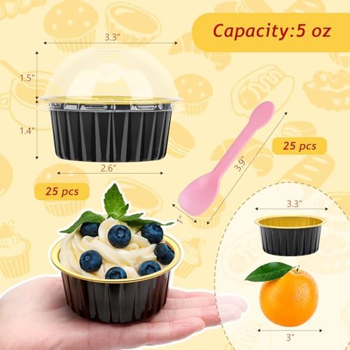 LNYZQUS 5oz Cupcake Tins with Dome Lids, Dot Cake Cups Mini Cake Pans