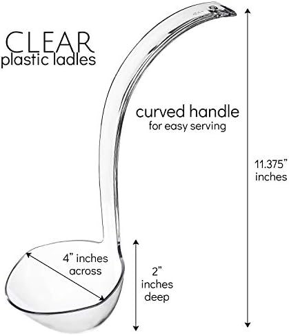 Plasticpro Disposable Plastic Soup/Punch Laddle Durable Heavy Duty Premium Serving Utensils Clear Pack of 4