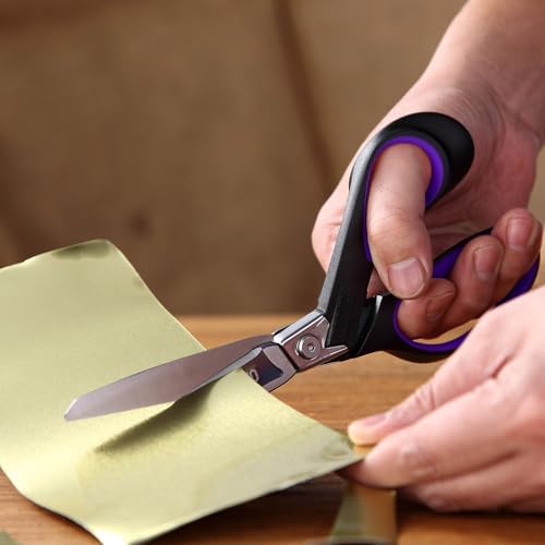 LIVINGO 9" Titanium Shears, Heavy Duty Scissors All Purpose, Purple/Black