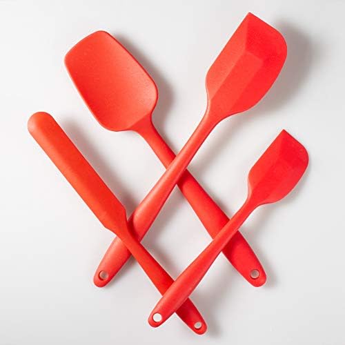 4-Piece Silicone Spatula Set with Stainless Steel Core, Red