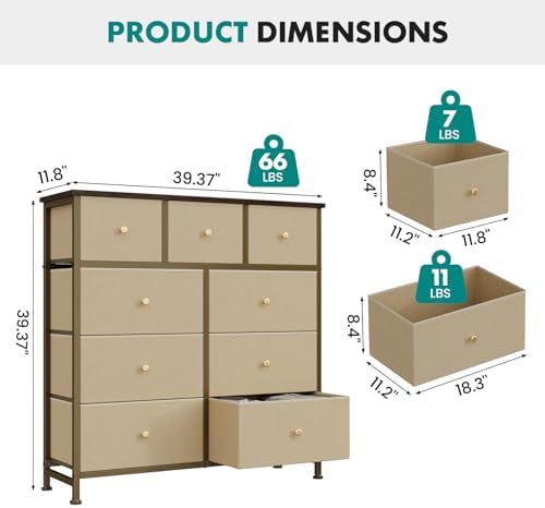 OLIXIS 9 Drawer Tall Dresser for Bedroom, Closet Organizers and Storage