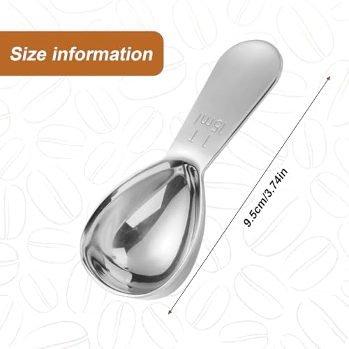 4 Pack 15ml (1 Tablespoon) 304 Stainless Steel Coffee Scoop, Short Handle Measuring Spoon for Ground Coffee/Beans, Fits in Canisters (4)