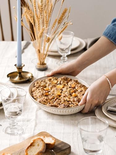 LE TAUCI Serving Platters Set of 2, Ceramic Serving Bowls, Large Oval Serving Dishes for Entertaining, Turkey Plates, Kitchen Bowls for Salad, Fruit, Pasta.Oven Safe, 63/41 oz, 13.5"/11.8"-Birch Wheat