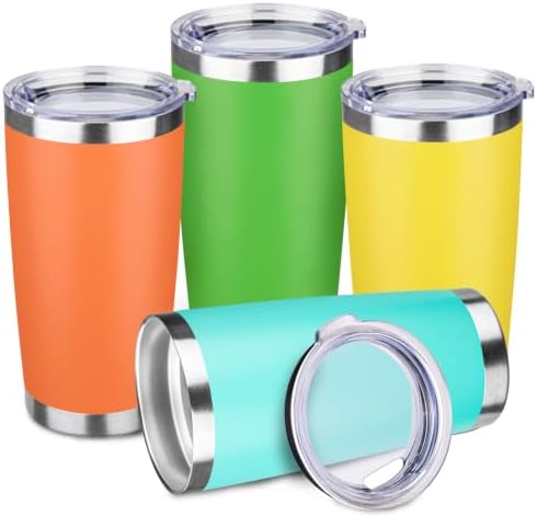 StarSpeed 4 Pack 20oz Stainless Steel Travel Coffee Tumbler,Orange Pastel