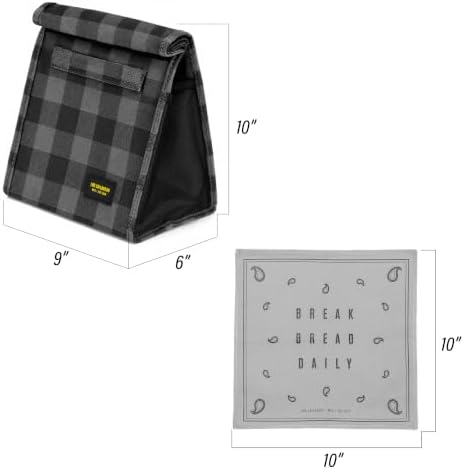 2nd Childhood Insulated Lunch Bag for Men, Durable & Reusable, Plaid Grey