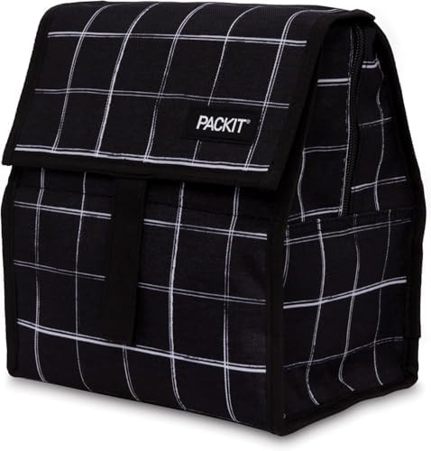 PackIt Freezable Lunch Bag, Black Grid