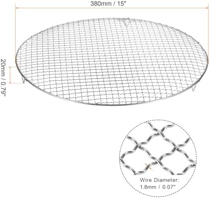 HARFINGTON Round Cooking Rack 15-inch 201 Stainless Steel Cross Wire Barbecue Grill Net with 20mm Legs for Cooking Baking Steaming BBQ