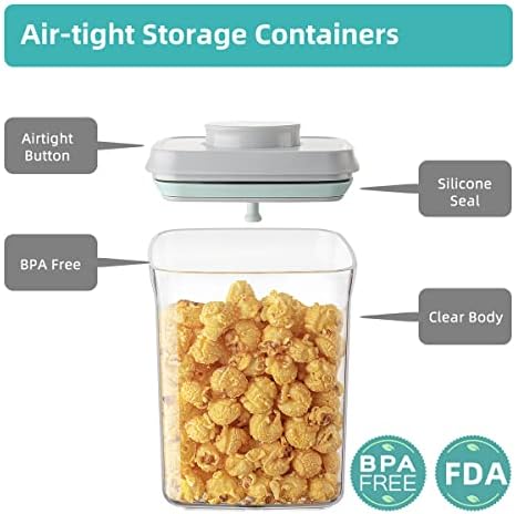 Ankou Airtight Container Set (1000ml 4 Pcs) Stackable One Press Openning Food Containers for Snacks Sugar Salt Herbs Spices Coffee Bean Formula Popcorn BPA-Free Tight Seal - Clear (1.0 QT * 4)